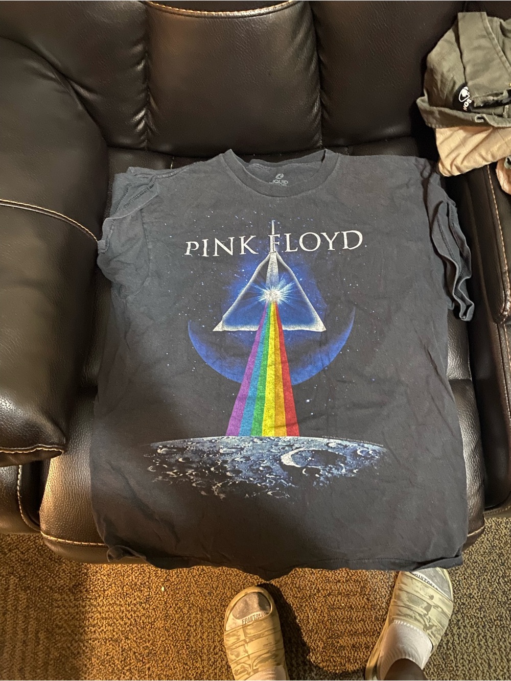 Liquid Blue Black Pink Floyd Prism Rainbow Graphic Tee